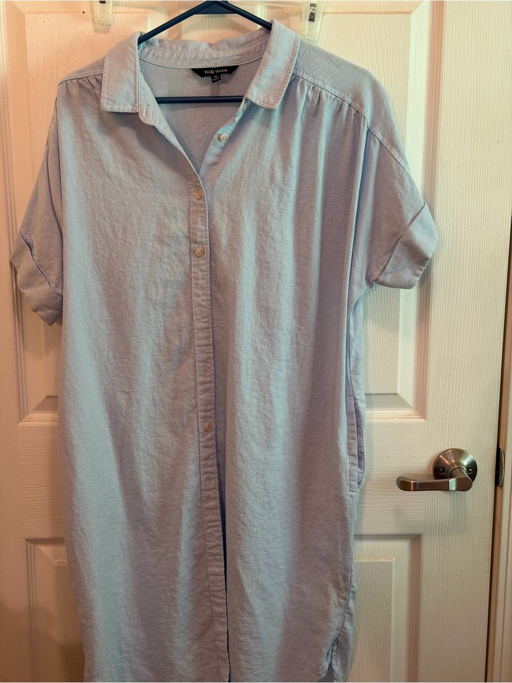 Well Worn Light Blue Button-Front Shirt Dress